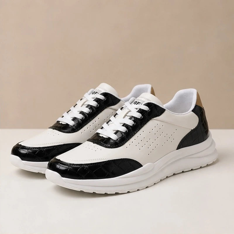 Hayden Contrast Leather Sneakers - Black - men's sneakers - Brondals - Image 2