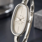Henrietta Women's Minimalist Oval Dial Bracelet Watch - Ivory Silver - luxary - Brondals - Image 3