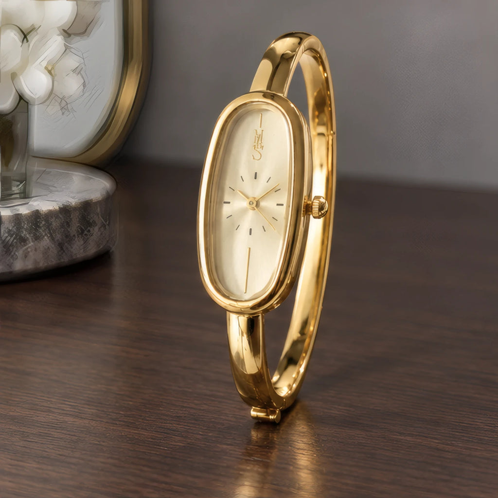Henrietta Women's Minimalist Oval Dial Bracelet Watch - Champagne Gold - Handbag - Brondals - Image 2