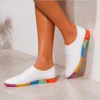 Hester Low-Top Rainbow Sneakers - White - platform heels - Brondals - Image 3