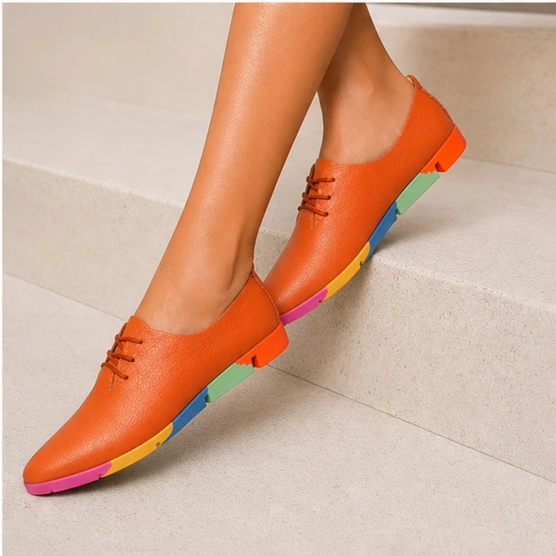 Hester Low-Top Rainbow Sneakers - Orange - platform heels - Brondals - Image 3