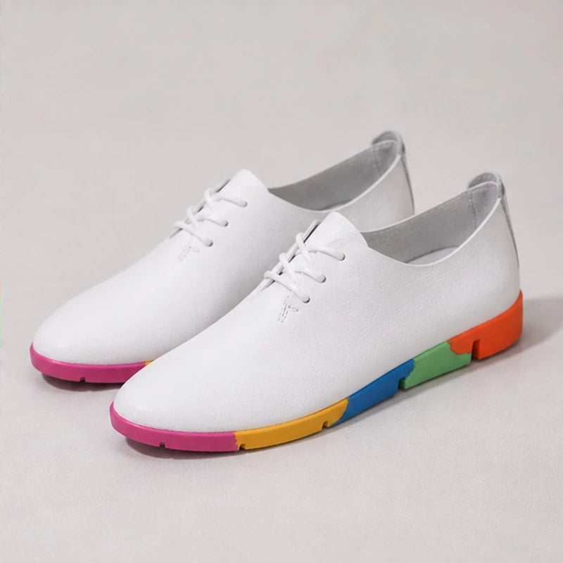 Hester Low-Top Rainbow Sneakers - White - Women's Footwear > Sneakers > Lace-Up Sneakers - Brondals - Image 1