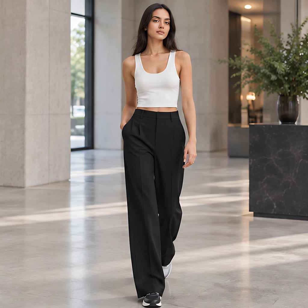 Hortense Women's High-Rise Tailored Wide-Leg Trousers - Black - Pants | Bottoms - Brondals - Image 2