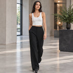 Hortense Women's High-Rise Tailored Wide-Leg Trousers - Black - Pants | Bottoms - Brondals - Image 2