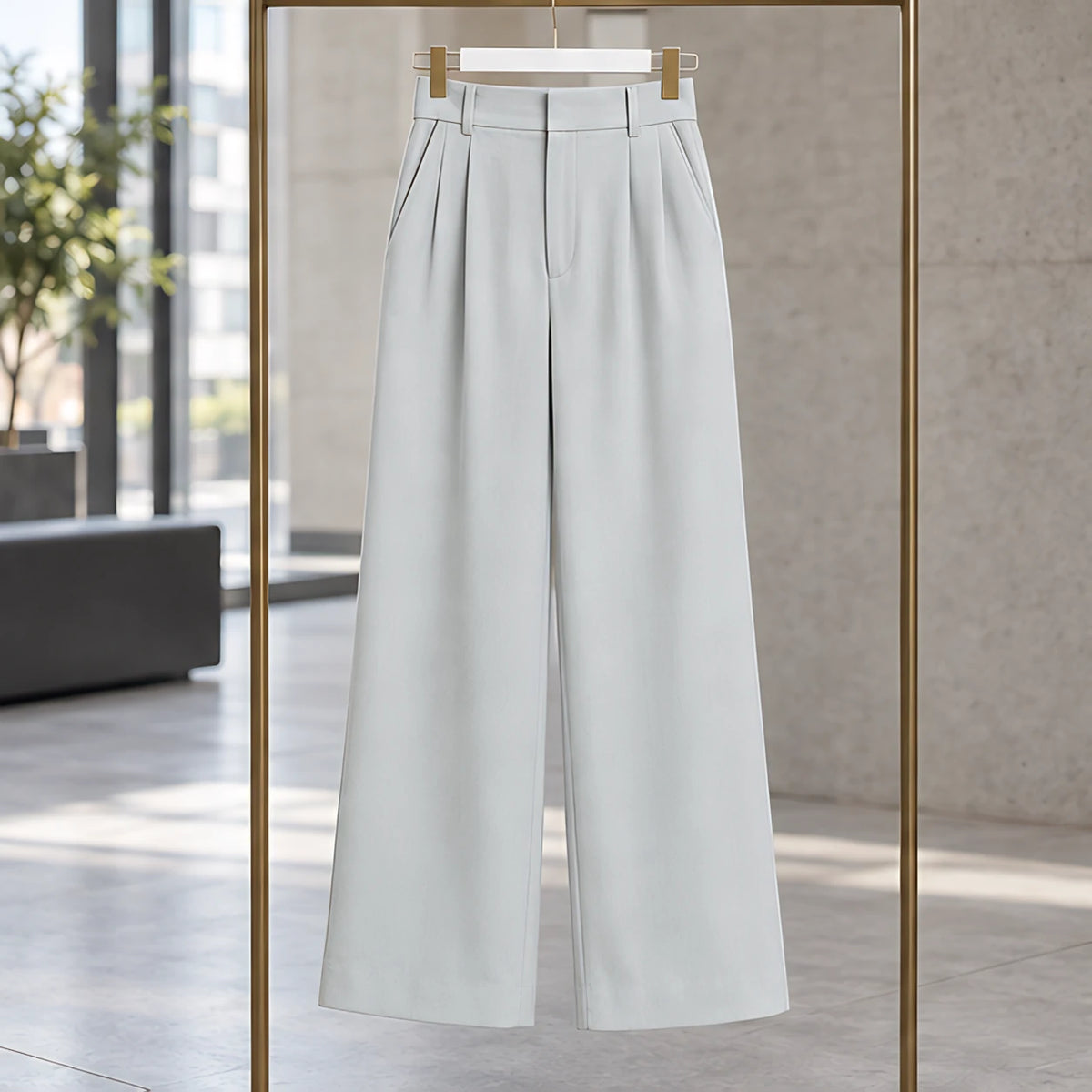 Hortense Women's High-Rise Tailored Wide-Leg Trousers - Grey - Shop All Bottoms | Bottoms - Brondals - Image 3