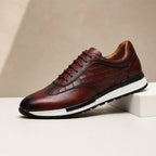 Hugo Croc-Embossed Leather Sneaker - Burgundy - Sneakers - Brondals - Image 1