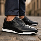 Hugo Croc-Embossed Leather Sneaker - Classic Black - leather sneakers - Brondals - Image 3