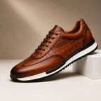 Hugo Croc-Embossed Leather Sneaker - Brown - Sneakers - Brondals - Image 1