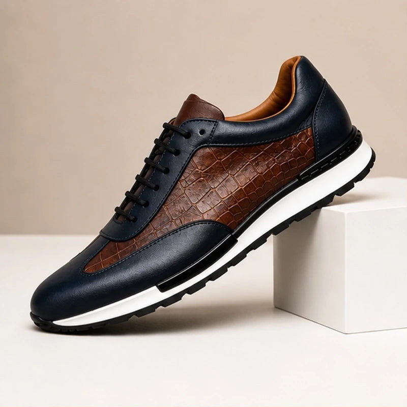 Hugo Croc-Embossed Leather Sneaker - Navy - Sneakers - Brondals - Image 1