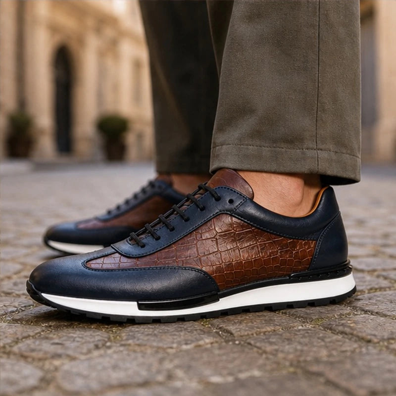 Hugo Croc-Embossed Leather Sneaker - Navy - leather sneakers - Brondals - Image 3