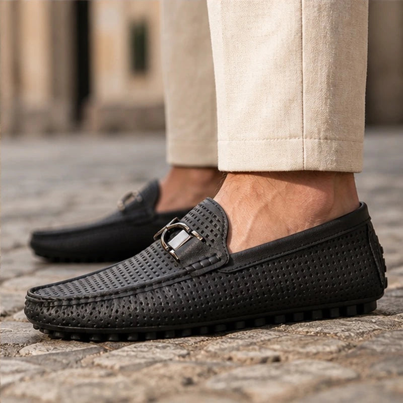 Huntley Classic Leather Loafer - Onyx Black - cushioned footbed - Brondals - Image 6