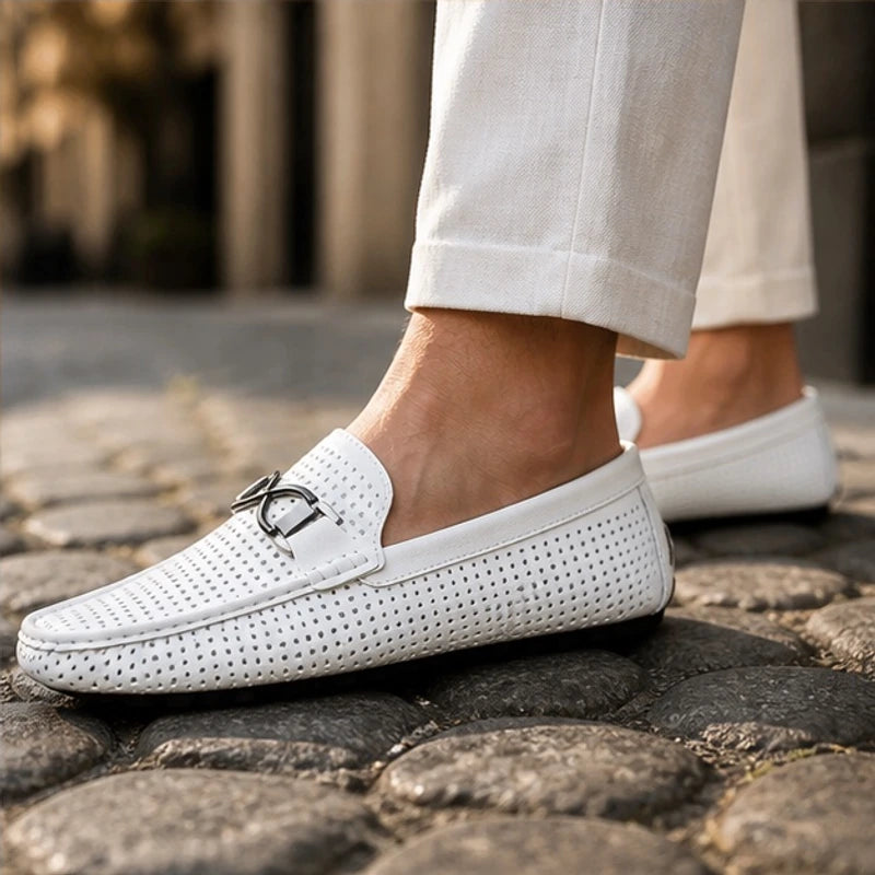 Huntley Classic Leather Loafer - Pure White - leather loafer - Brondals - Image 3