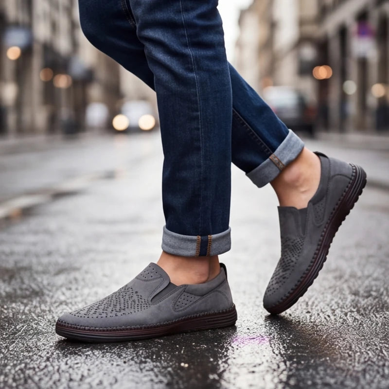 Brunwick Genuine Leather Loafers - Gray - perforated loafers - Brondals - Image 7