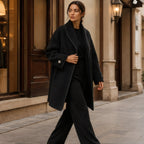 Ilaria Oversized Shawl-Collar Wool Coat - Black - Catalog Group: Clothing - Brondals - Image 2