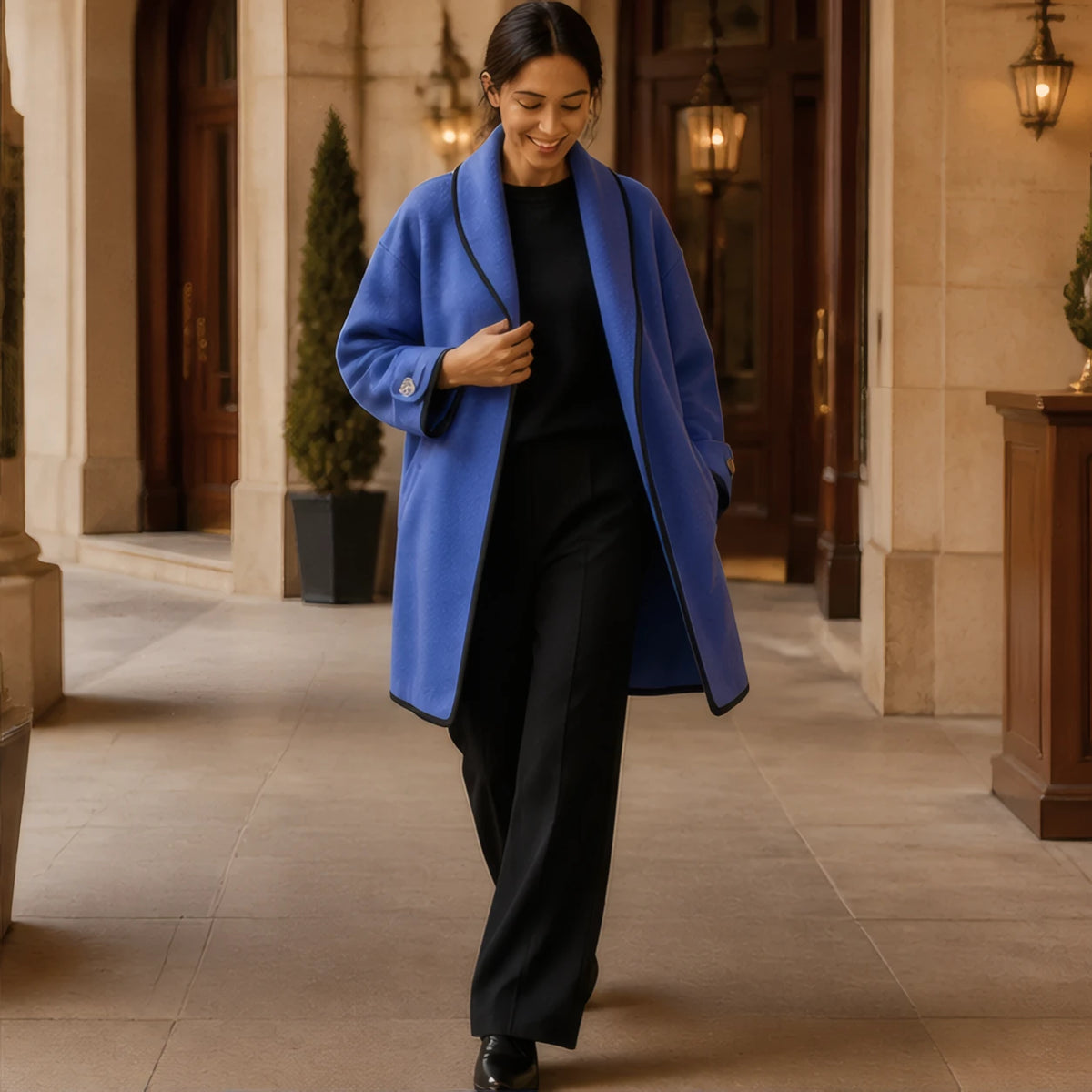 Ilaria Oversized Shawl-Collar Wool Coat - Blue - Catalog Group: Clothing - Brondals - Image 2