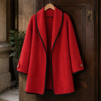 Ilaria Oversized Shawl-Collar Wool Coat - Red - Department: Women - Brondals - Image 3
