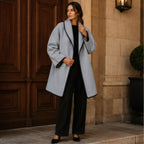 Ilaria Oversized Shawl-Collar Wool Coat - Gray - Women's Clothing > Outerwear > Coats - Brondals - Image 1
