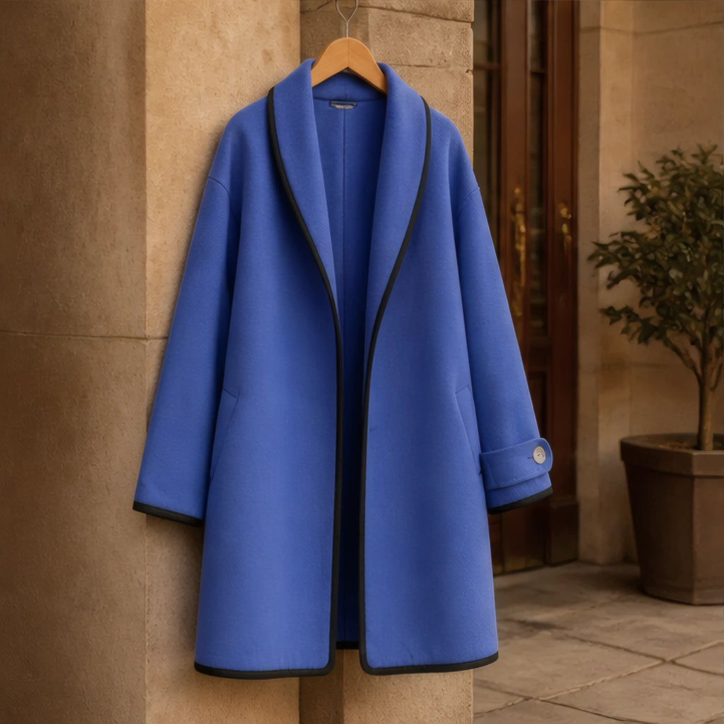 Ilaria Oversized Shawl-Collar Wool Coat - Blue - Department: Women - Brondals - Image 3