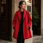 Ilaria Oversized Shawl-Collar Wool Coat - Red - Women's Clothing > Outerwear > Coats - Brondals - Image 1