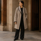 Ilaria Oversized Shawl-Collar Wool Coat - Khaki - Women's Clothing > Outerwear > Coats - Brondals - Image 1