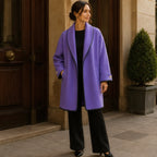Ilaria Oversized Shawl-Collar Wool Coat - Purple - Women's Clothing > Outerwear > Coats - Brondals - Image 1