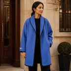 Ilaria Oversized Shawl-Collar Wool Coat - Blue - Women's Clothing > Outerwear > Coats - Brondals - Image 1