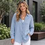 Ileana Women's Relaxed-Fit Long Sleeve Shirt - Blue - Women's Clothing > Tops > Long Sleeve Shirts - Brondals - Image 1