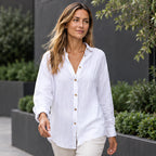 Ileana Women's Relaxed-Fit Long Sleeve Shirt - White - Blouse | Tops - Brondals - Image 2