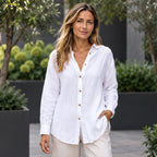 Ileana Women's Relaxed-Fit Long Sleeve Shirt - White - Women's Clothing > Tops > Long Sleeve Shirts - Brondals - Image 1