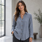 Ileana Women's Relaxed-Fit Long Sleeve Shirt - Grey - Women's Clothing > Tops > Long Sleeve Shirts - Brondals - Image 1