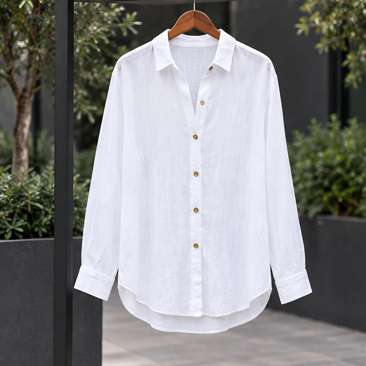 Ileana Women's Relaxed-Fit Long Sleeve Shirt - White - Long Sleeve Tops | Tops - Brondals - Image 3