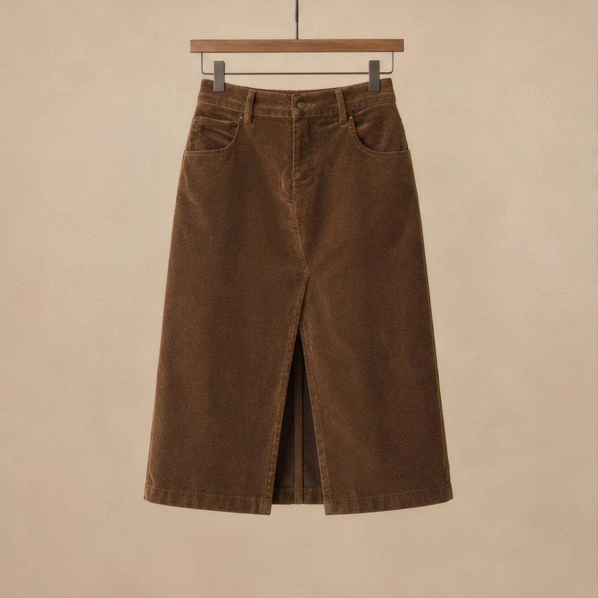 Iolanthe High-Waisted Corduroy Flared Midi Skirt - Brown Color - Department: Women - Brondals - Image 3