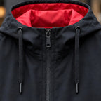 Isidore Men's Lightweight Technical Hooded Windbreaker Jacket - Black Red - Men's Tops - Brondals - Image 4