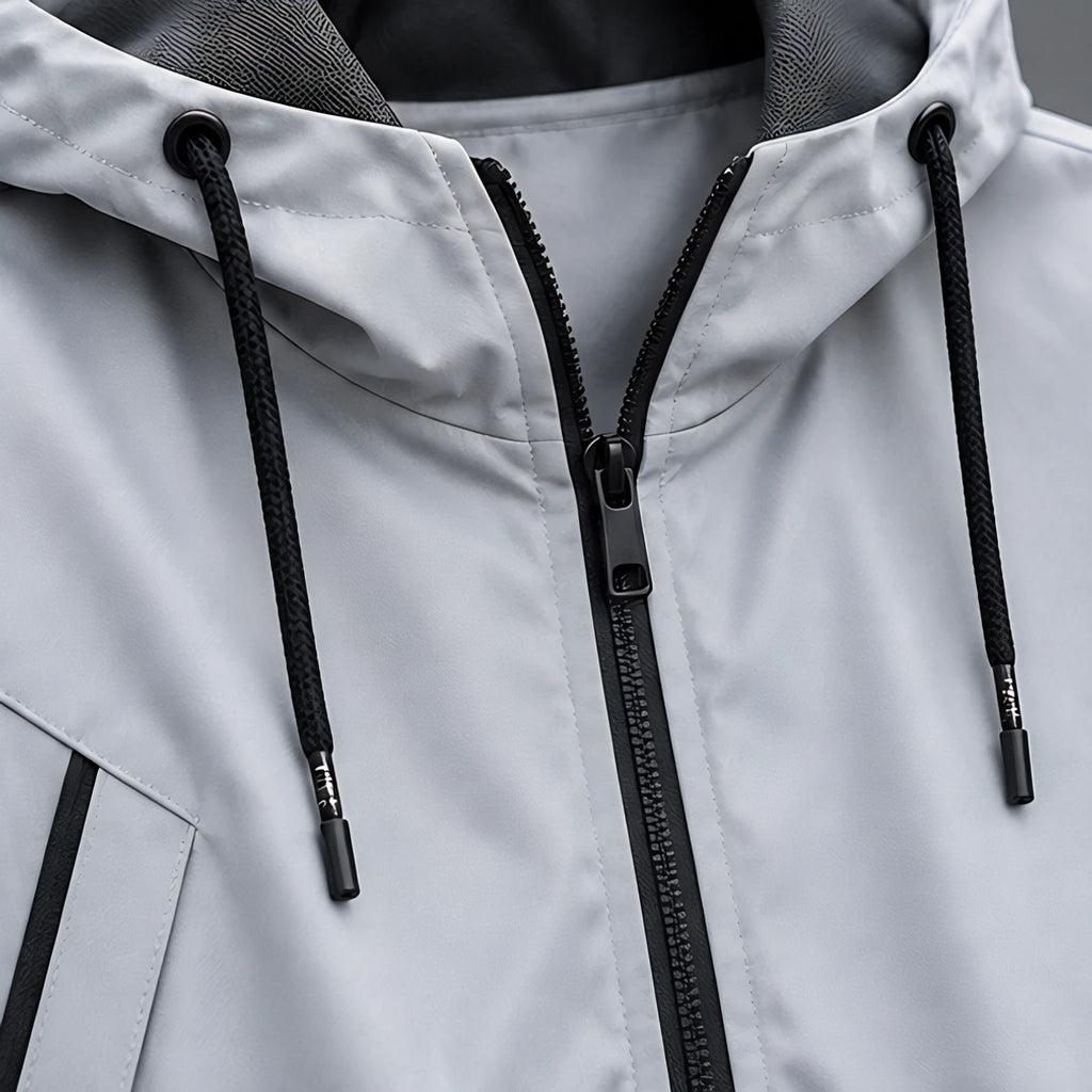 Isidore Men's Lightweight Technical Hooded Windbreaker Jacket - Grey - Men's Tops - Brondals - Image 4