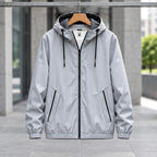 Isidore Men's Lightweight Technical Hooded Windbreaker Jacket - Grey - hoodie - Brondals - Image 3