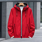 Isidore Men's Lightweight Technical Hooded Windbreaker Jacket - Red - discount-eligible - Brondals - Image 2