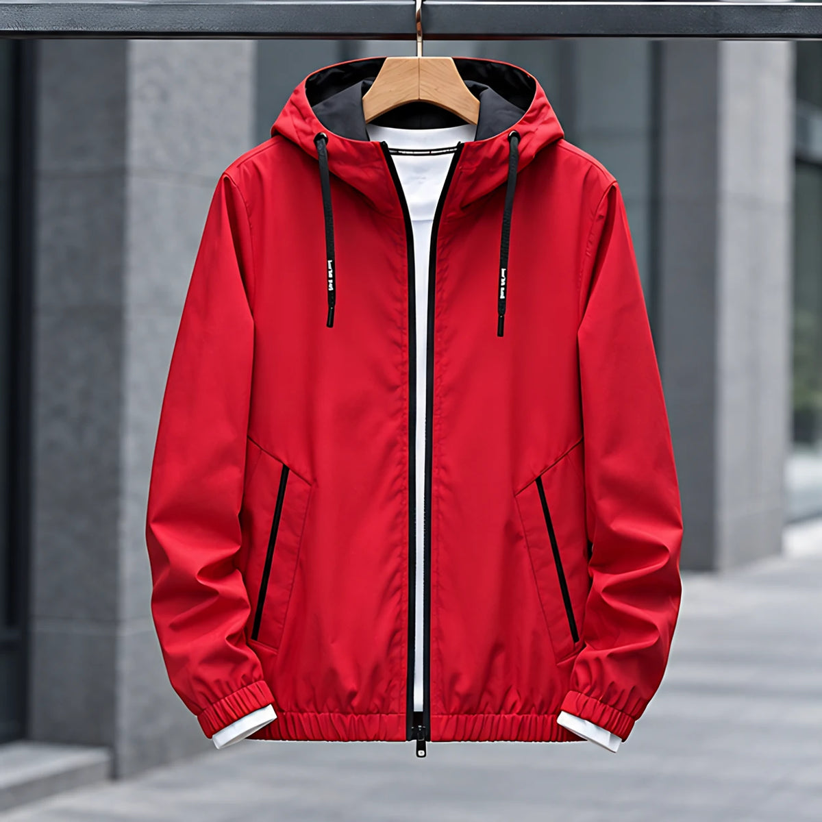Isidore Men's Lightweight Technical Hooded Windbreaker Jacket - Red - discount-eligible - Brondals - Image 2