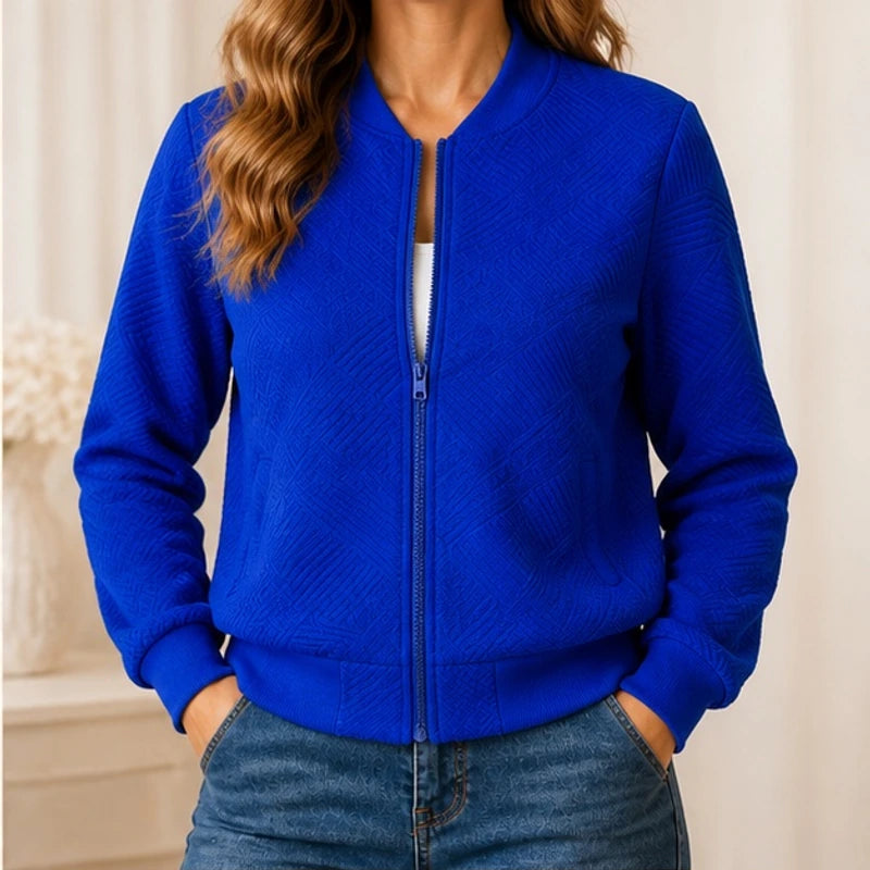 Isolde Geometric Bomber Jacket - Blue - Women's Clothing > Outerwear > Bomber Jackets - Brondals - Image 1