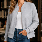 Isolde Geometric Bomber Jacket - Gray - Women's Clothing > Outerwear > Bomber Jackets - Brondals - Image 1