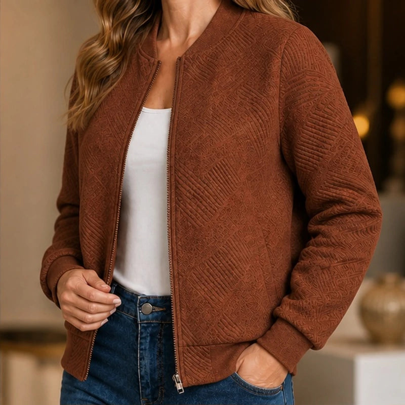 Isolde Geometric Bomber Jacket - Brown - Women's Clothing > Outerwear > Bomber Jackets - Brondals - Image 1