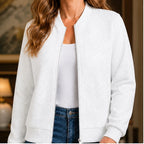 Isolde Geometric Bomber Jacket - White - Women's Clothing > Outerwear > Bomber Jackets - Brondals - Image 1