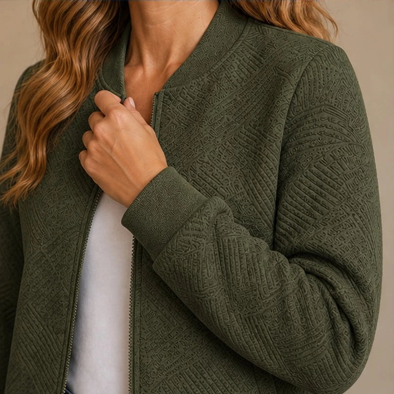 Isolde Geometric Bomber Jacket - Dark Green - Catalog Group: Clothing - Brondals - Image 2