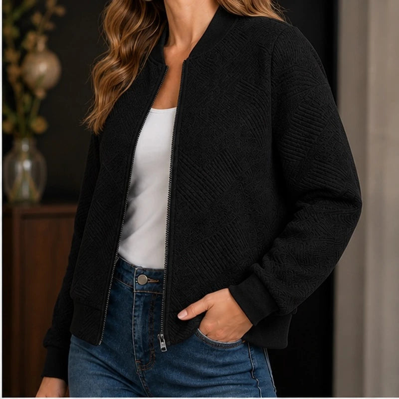 Isolde Geometric Bomber Jacket - Black - Women's Clothing > Outerwear > Bomber Jackets - Brondals - Image 1