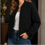 Isolde Geometric Bomber Jacket - Black - Women's Clothing > Outerwear > Bomber Jackets - Brondals - Image 1
