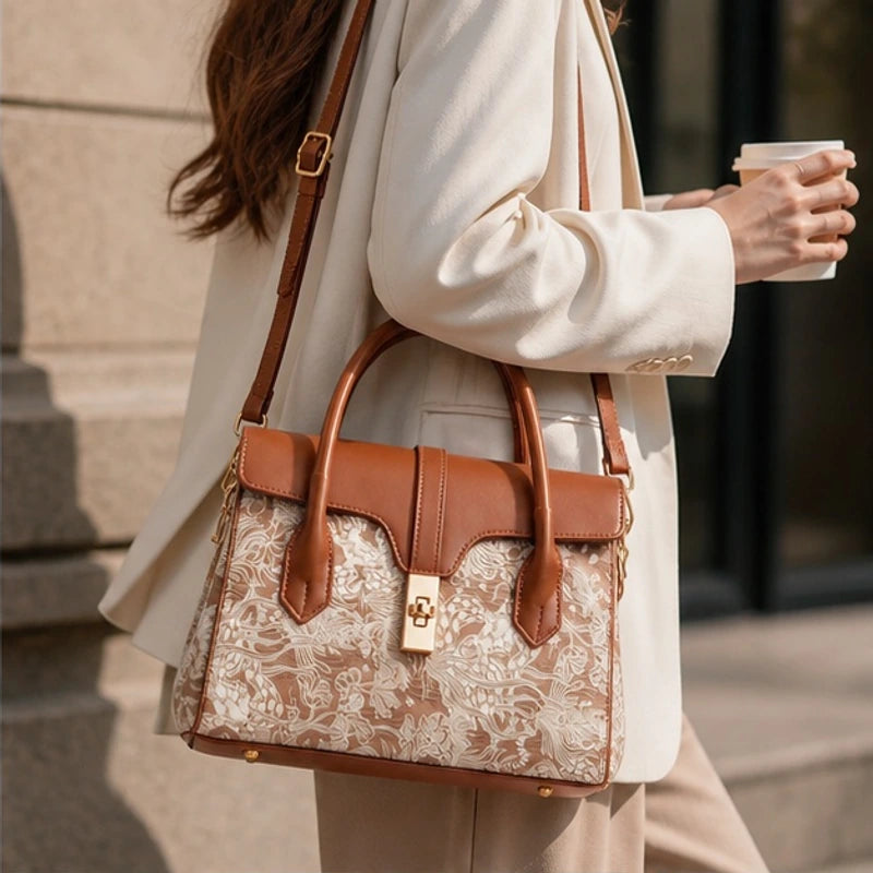 Jacinta Botanical Handbag - Sienna - structured handbag - Brondals - Image 4