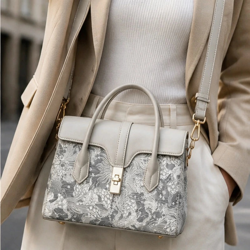 Jacinta Botanical Handbag - Cendre - structured handbag - Brondals - Image 4