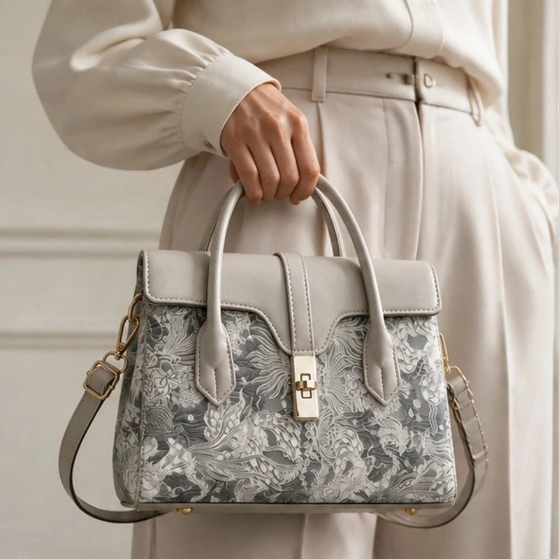 Jacinta Botanical Handbag - Cendre - satchel - Brondals - Image 3