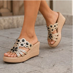 Janelle Rhinestone Wedge Sandals - Onyx - wedge sandals - Brondals - Image 3