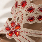 Janelle Rhinestone Wedge Sandals - Ruby - Heels - Brondals - Image 1