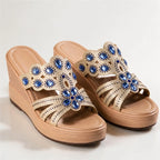 Janelle Rhinestone Wedge Sandals - Sapphire - women's sandals - Brondals - Image 2